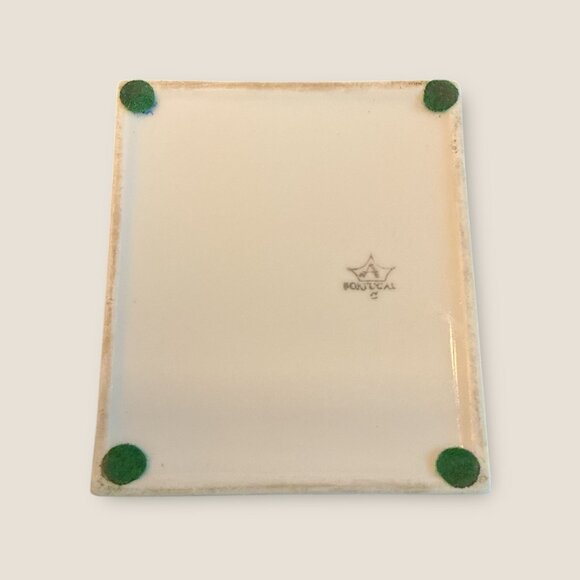 Portuguese Porcelain Trinket Box With Gold Rose Design 4x4.5 Inches Decorative J - Picture 7 of 8